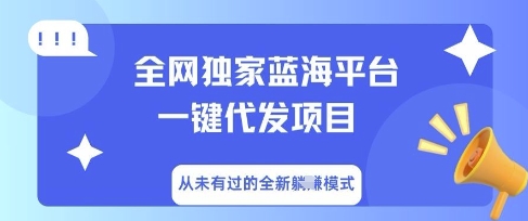 全网独家蓝海平台一键代发项目，从未有过的全新躺Z模式-轻创终点站